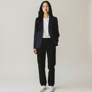 Le Suit Womens 18 Blazer Jacket Dark Navy Blue 3-Button Professional Office Wear